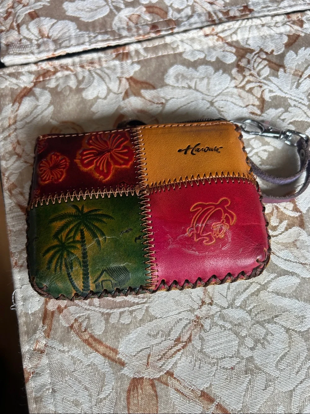Patchwork Leather Wristlet - Multicolor used